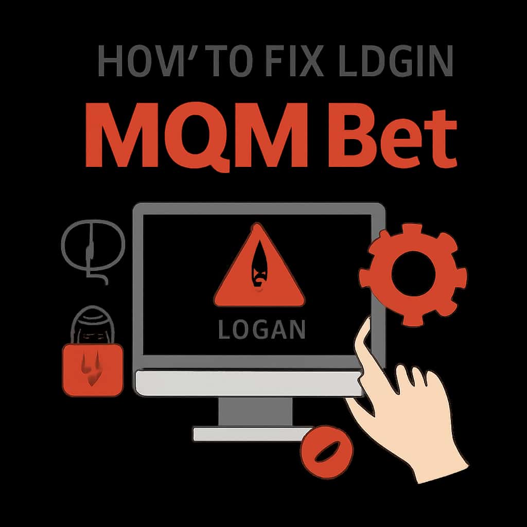 Illustration detailing steps to resolve login issues on the MQM Bet platform.