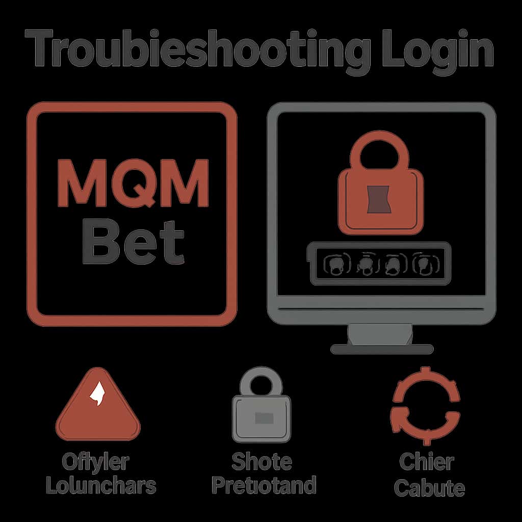 Illustration explaining troubleshooting steps for MQM Bet login.